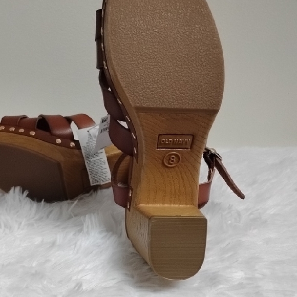 NWT Old Navy Brown Platform Open Toe Sandals Boho Feminine 70s - Picture 5 of 15